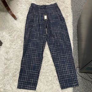 Kokomarina 100% linen high rise loose leg check trousers - new